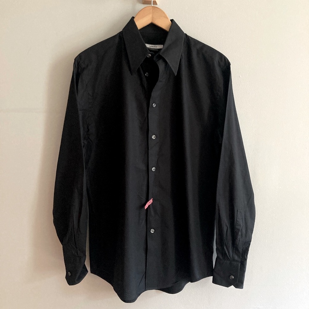 Versace mens black patterned dress shirt